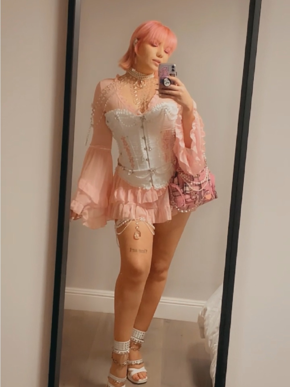 💖Sugar Thrillz Baby Pink Ruffle Slip Dress💖 - Picture 6 of 8